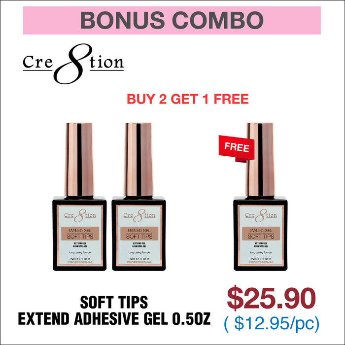 (Spring Deal) Cre8tion Soft Tips Extend Adhesive Gel 0.5oz - Buy 2 Get 1 Free