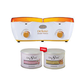 (Bonus Combo) GiGi Deluxe Double Wax Warmer - Free 1 Cre8tion Cream wax & 1 Cre8tion Honey wax
