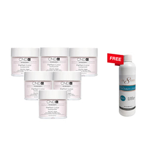 (Bonus Combo) CND Opaque 3.7oz - 1 pack of 6 pcs - Free 1 Signature Monomer Liquid 8oz.