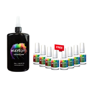 Bonus Combo - WaveGel Top Coat Gel No Clean 8oz - Buy 1 Get 8 Size 0.5oz Free