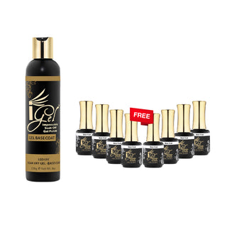 (Bonus Combo) iGel Soak Off Gel Base Coat 8oz Refill - Buy 1 Get 8 Size 0.5oz Free