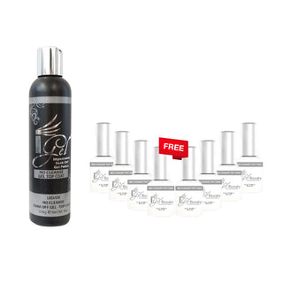 (Bonus Combo) iGel Soak Off Gel No Cleanse Top Coat 8oz Refill - Buy 1 Get 8 Size 0.5oz Free