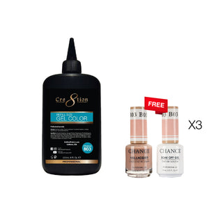 (Bonus Combo) Cre8tion Gel Color - Chance Bare Collection B03 8oz Refill - Buy 1 Get 3 Matching Duo 0.5oz Free