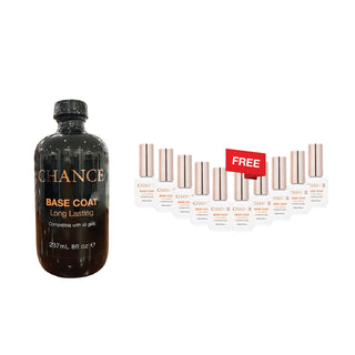 (Bonus Combo) Chance Soak Off Gel Base Coat 8oz - Buy 1 Get 10 Size 0.5oz Free