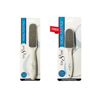 (Bonus Combo) Cre8tion Nickel Foot Files Long 2 sides #28021 - Buy 1 Get 1 Foot Files Oval 1 side #28028 Free