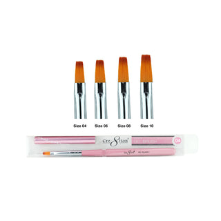 (Bonus Combo) Cre8tion Light Brown Hair Gel Brush Square Wood Handle Combo 4 sizes #04, #06, #08, #10