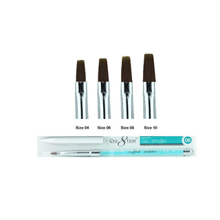 (Bonus Combo) Cre8tion Dark Brown Hair Gel Brush Square Rhinestone Handle Combo 4 Sizes #04, #06, #08, #10