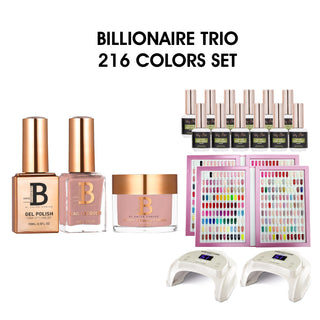 Billionaire Trio Matching Color - Full set 216 Colors w/ 2 Color Book, 2 Cre8tion Signature White LED Lamps & 12 Top Diamond 0.5oz