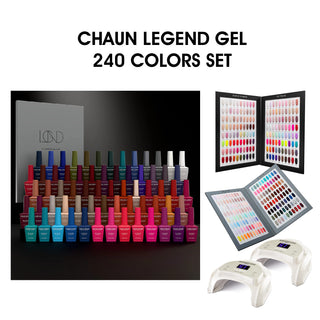 Chaun Legend - Gel Polish 0.5oz - Full Set 240 Colors w/ 2 Color Books & 2 Cre8tion Signature White LED Lamps