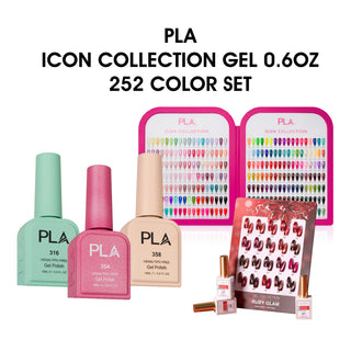 PLA Gel Polish 0.6oz - The Icon Collection - Full Set 252 Colors w/ 1 Color Book & 1 Cat Eye Ruby Kit