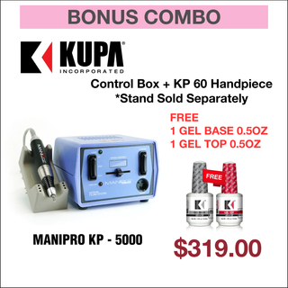 (Bonus Combo) Kupa ManiPro KP-5000+ KP-60 Handpiece - Free 1 Gel Base & 1 Gel Top 0.5oz