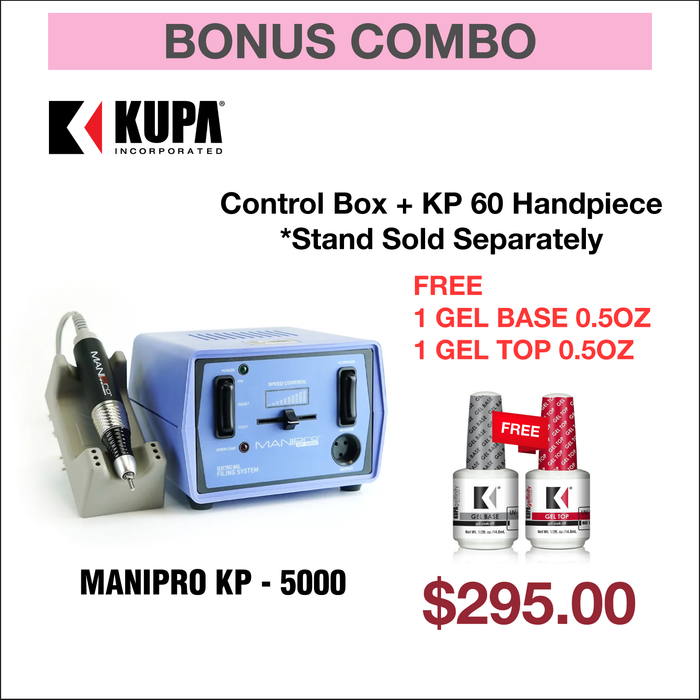 (Bonus Combo) Kupa ManiPro KP-5000+ KP-60 Handpiece - Free 1 Gel Base & 1 Gel Top 0.5oz