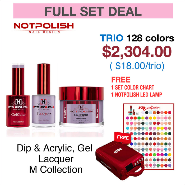 NotPolish Matching Trio - Colección M - Juego completo de 128 colores con 1 juego de carta de colores y 1 lámpara LED NotPolish
