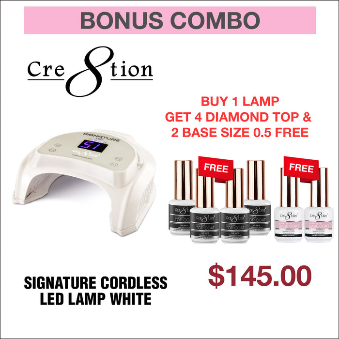 (Bonus Combo) Cre8tion Signature LED Lamp w/ 4 Diamond Top & 2 Base Coat 0.5oz