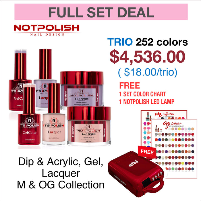 NotPolish Matching Trio - M&OG Collection - Full set 252 colors w/ 1 set Color Chart & 1 NotPolish Led Lamps