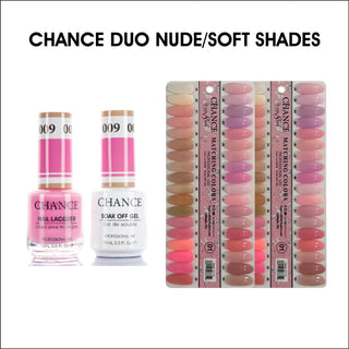 Chance Matching Color Gel & Nail Lacquer 0.5oz - 36 Colors #001-#036 - Nude/ Soft Shades Collection w/ 2 set Color Chart