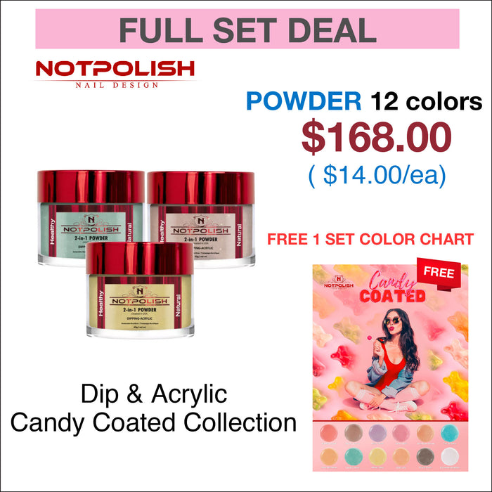 NotPolish Dip Powder 2oz - Candy Coated Collection w/ 1 Set Color Chart