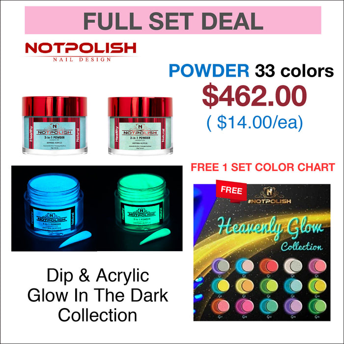 NotPolish Dip Powder 2oz - Glow In The Dark Collection w/ 1 Set Color Chart