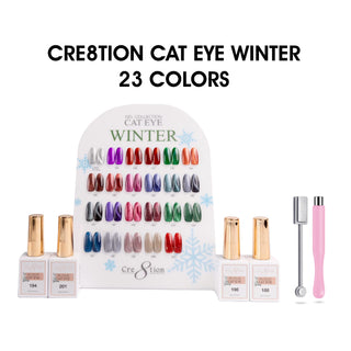 Cre8tion Cat Eye Gel 0.5oz - Winter Collection - 23 colors  w/ 1 Round Shape Magnet, 1 Magnet Duo & 1 Color Chart