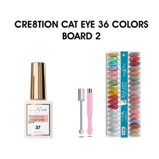 Cre8tion Cat Eye Nude Gel 0.5oz - 36 Colors Board 2 (#37 - #72) w/  1 Round Shape Magnet, 1 Magnet Duo & 1 Color Chart