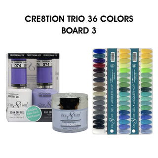 Cre8tion Matching Color - 36 colors Board 3 #73-#106 w/ 2 Color Chart