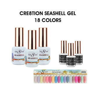 Cre8tion SeaShell Gel 0.5oz - Full Set 18 colors w/ 3 Top Diamond 0.5oz & 1 Color Chart