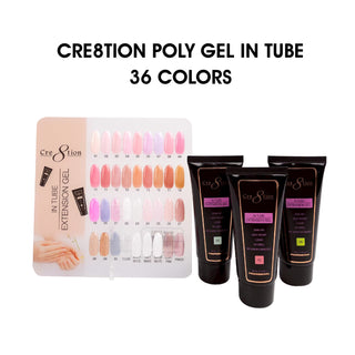 Cre8tion Poly Gel-Extension Gel In Tube 2oz - Full Set 36 colors (01-36) w/ 1 Set Color Chart