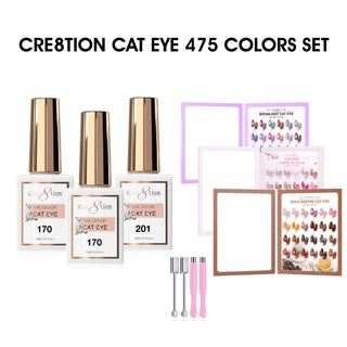 Cre8tion Cat Eye Gel 0.5oz - Full Set 475 Colors w/ 2 Round Magnet, 2 Magnet Duo & 1 Set Color Book