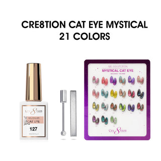 Cre8tion Cat Eye Gel 0.5oz - Mystical Collection - 21 Colors (#95 - #103, #127 - #138) w/ 1 Magnet Duo, 1 Magnet Bar & 1 Acrylic Booklet
