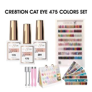 Cre8tion Cat Eye Gel 0.5oz - Full Set 475 Colors w/ 2 Round Magnet, 2 Magnet Duo, 1 Color Chart, 1 Calendar Display & 1 Color Book