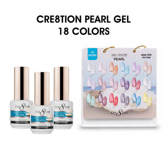 Cre8tion Pearl Gel 0.5oz - Full Set 18 colors w/ 1 Calendar Display