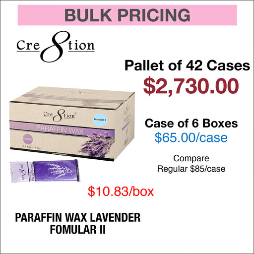 Cre8tion Paraffin Wax Lavender Fomular II - Pallet of 42 Cases , Case — C8  Nail Supply
