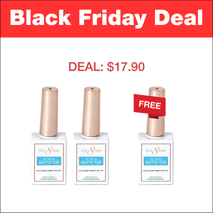 (Black Friday 2024 Deal) Cre8tion No Mess Chrome Matte Top Gel 0.5oz - Buy 2 Get 1 Free