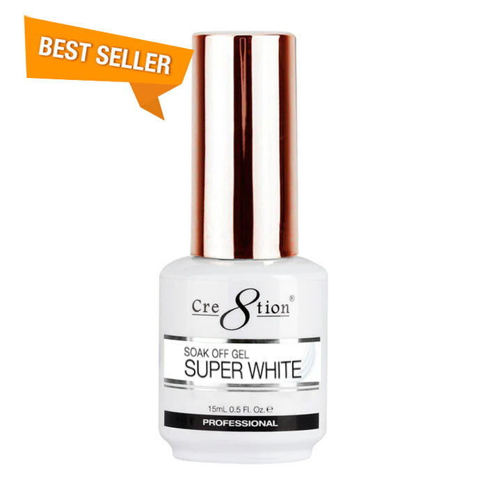 (BOGO) Cre8tion Soak Off Gel - Super White 0.5oz - Add 1, Get 1 Free