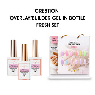 Cre8tion Gel Collection - Overlay/Brush on Builder 0.5oz Fresh - Set 12 Colors w/ 1 Calendar Display