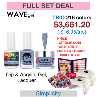Wavegel Simplicity Trio Matching Color - Full set 216 Colors w/ 1 set Color Chart, 1 Color Book & 2 Cre8tion Signature White LED Lamps