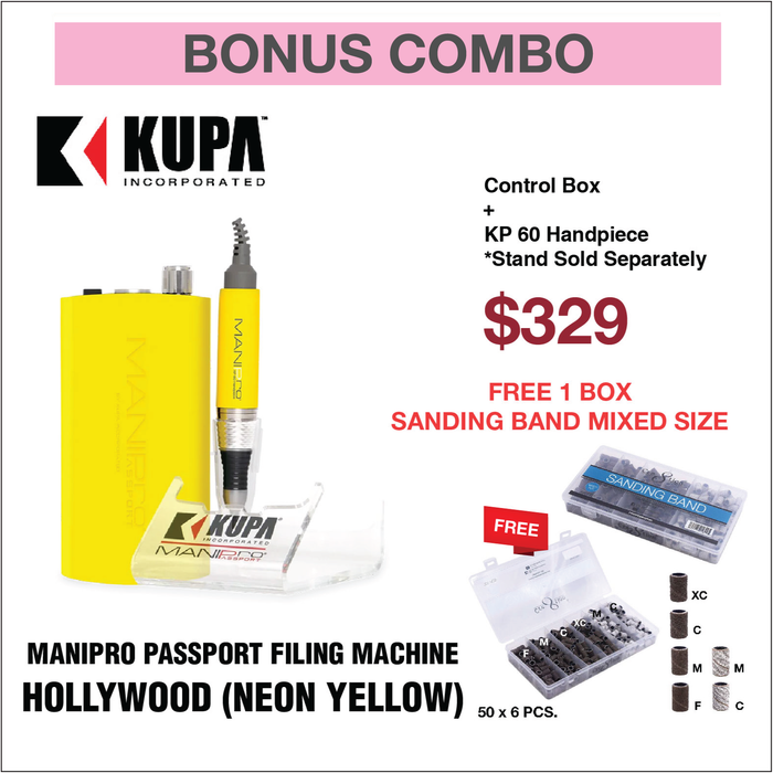 Pasaporte ManiPro con KP-60 de color a juego incluido - Colección So Cal - Melrose (rosa neón) - 300 bandas de lijado gratis #17644