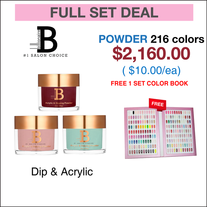 Billionaire Dip Powder - Full set 216 Colors w/ 1 Color Book