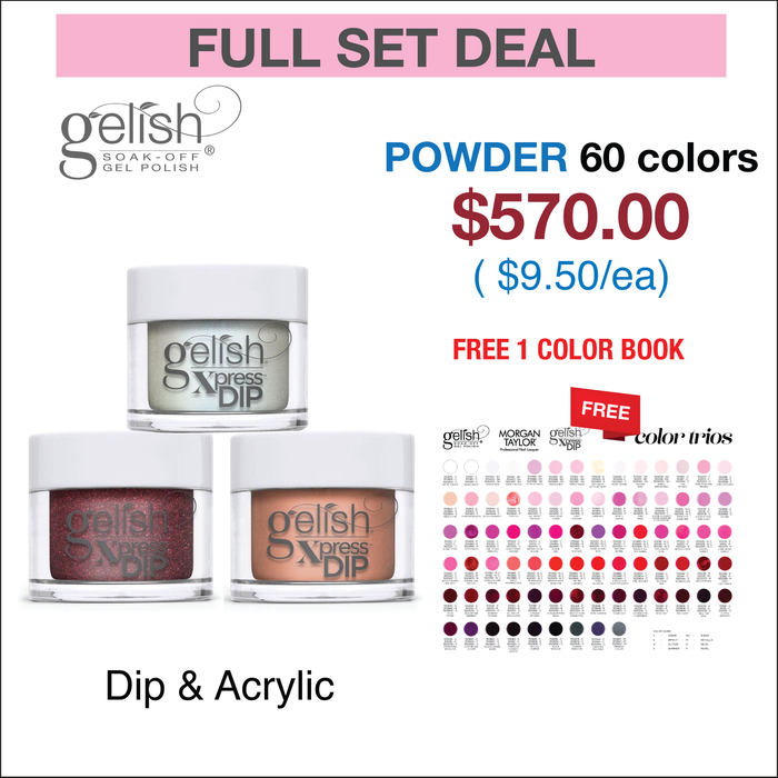 Gelish Matching Dip Powder 1.5oz - Full set 60 Colors w/ 1 set Color Book