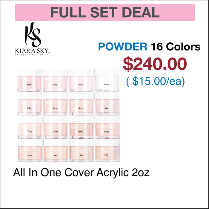 Kiara Sky All In One - Cover Acrylic Powder 2oz - Juego completo de 16 colores