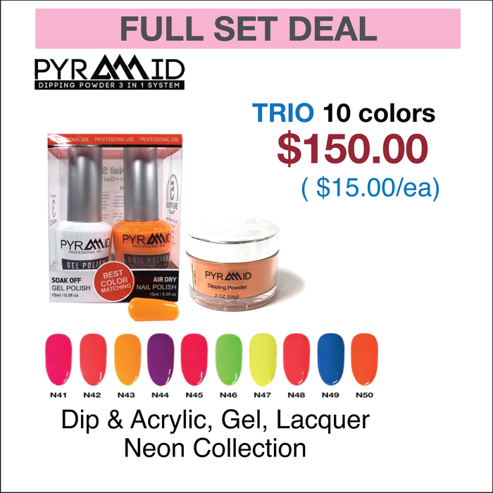 Pyramid Trio Matching Color - Neon Collection - 10 Colors