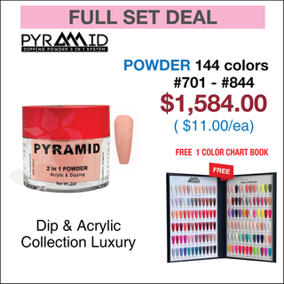 Pyramid Dip Powder - Collection Luxury - Full Set 144 colors (701 - 844) w/ 1 Color Chart Book