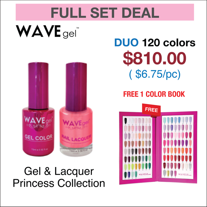 Wavegel Matching Duo 0.5oz - Princess Collection - Full set 120 Colors w/ 1 set Color Book