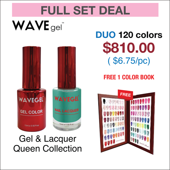 Wavegel Matching Duo 0.5oz - Queen Collection - Full set 120 Colors w/ 1 set Color Book