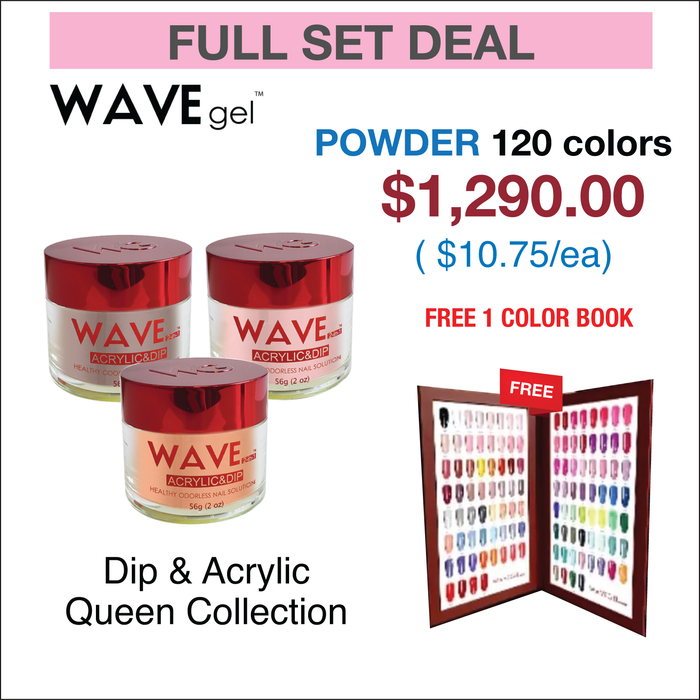 Wavegel Matching Powder 2oz - Queen Collection - Full set 120 Colors w/ 1 set Color Book