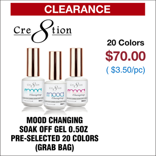 Cre8tion Mood Changing Soak Off Gel 0.5oz - Pre-selected 20 colors (Grab Bag)