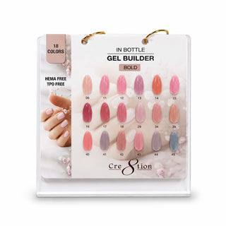 Cre8tion Gel Collection - Overlay/Brush on Builder 0.5oz Bold - Set 18 Colors w/ 1 Calendar Display