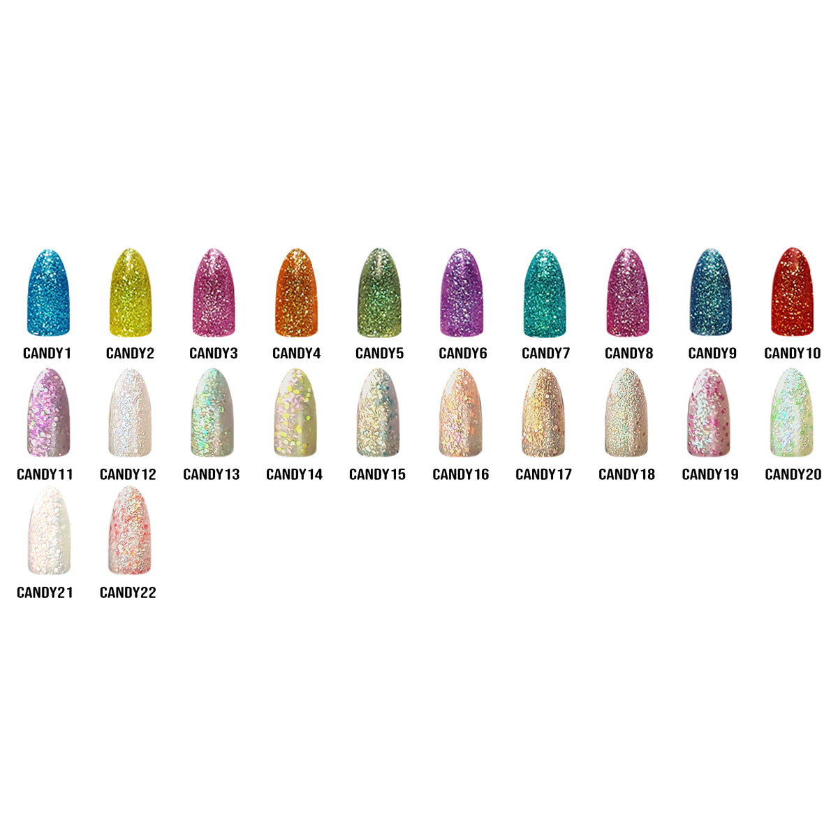 Candy Chisel Chisel Color chart - Candy Collection 22 colors — C8 Nail Supply