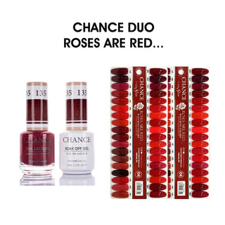 Chance Matching Color Gel & Nail Lacquer 0.5oz - 36 Colors #109 - #144 - Roses Are Red... Collection w/ 2 set Color Chart
