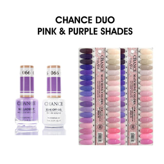 Chance Matching Color Gel & Nail Lacquer 0.5oz - 36 Colors #037 - #072 - Pink & Purple Shades Collection w/ 2 set Color Chart